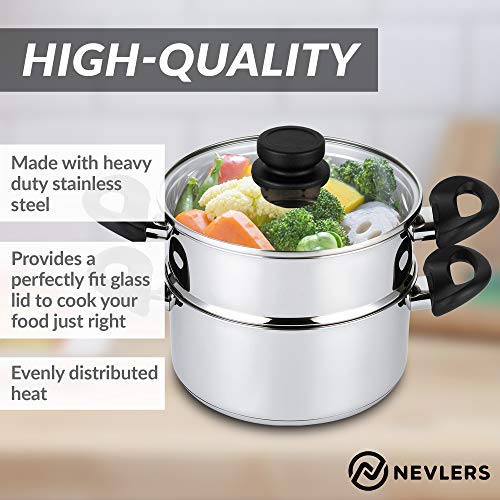 Nevlers-Stainless-Steel-3-Quart-Steamer-Pot-with-2-Quart-Steamer-Insert-and-Glass-Vented-Lid-3-piece-set-Safe-and-Durable-Great-Addition-to-Every-Kitchen