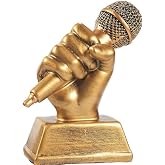Yiwoop 5in Sing Trophy Microphone Trophy Vintage Golden Bronze Best Vocal Performance - Karaoke, Singing Competition, Children's Choir Competition, Birthday Party