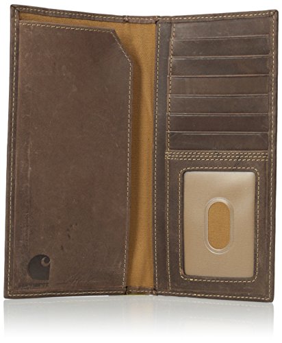 Carhartt Men's Top Grain Leather Rodeo Wallet, Contrasting Stitch, Brown, One Size