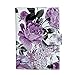 ZONGSHU Floral Passport Holder Cover Wallet, Peony Flower Patten Travel Luggage Passport Wallet with PU Leather, Purple