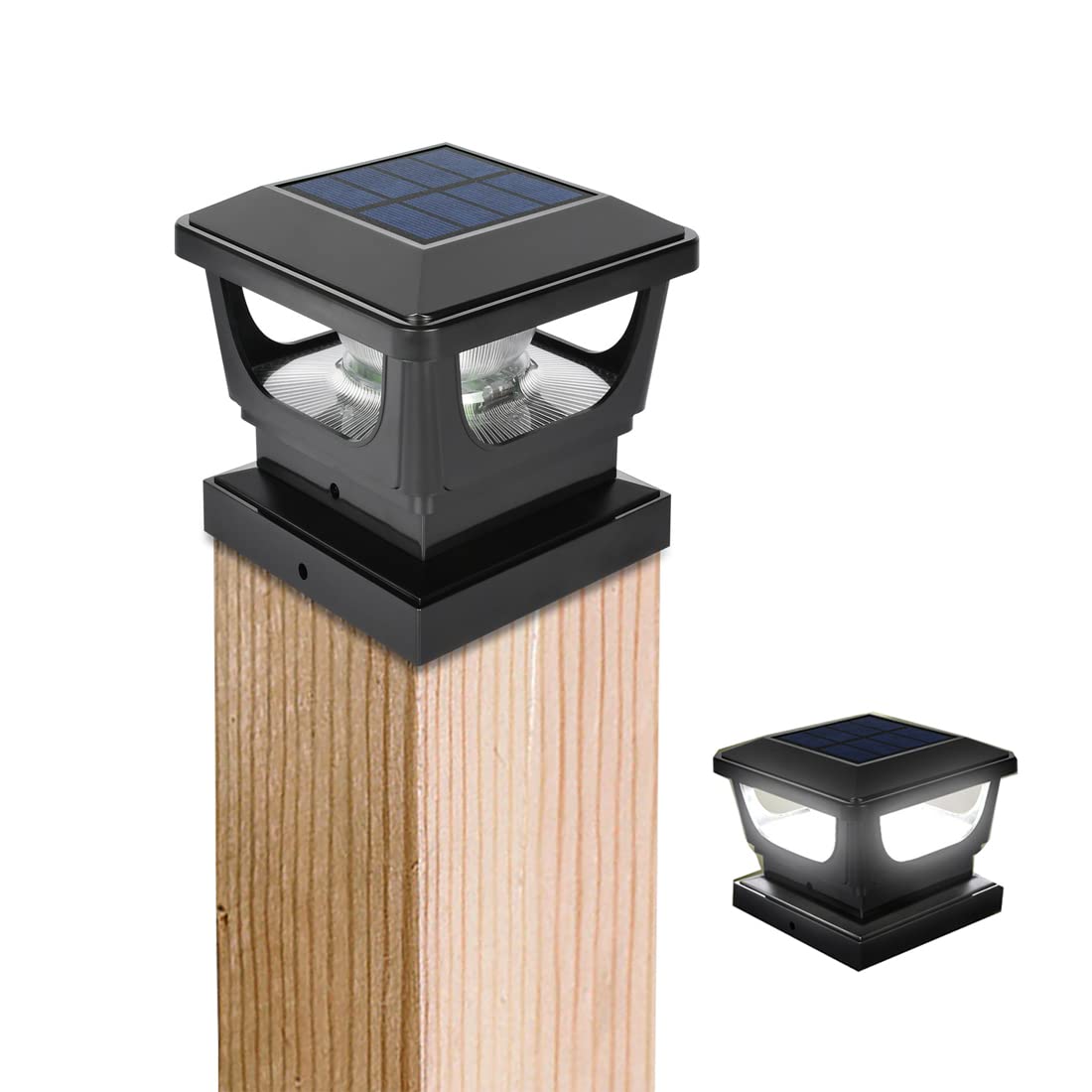 GEYUEYA Home Solar Post Lights,Solar Post Cap Lights Fence Post Lights Outdoor for 3x3 4x4 inch Wooden Posts Deck Cap Garden Yard Decoration-2 Packs