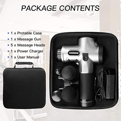 Deep Tissue Percussion Muscle Massager Carrying Case Massage Gun for Pain Relief, Handheld Electric Cordless Body Massager Sports Drill Portable Vibratio Super Quiet Massager - Thumbnail 6