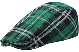 Men's Striped Plaid Newsboy Hat St. Patrick's Day Cabbie Beret Ivy Flat Cap Adjustable Gatsby Hat Hunting Driving Adjustable 