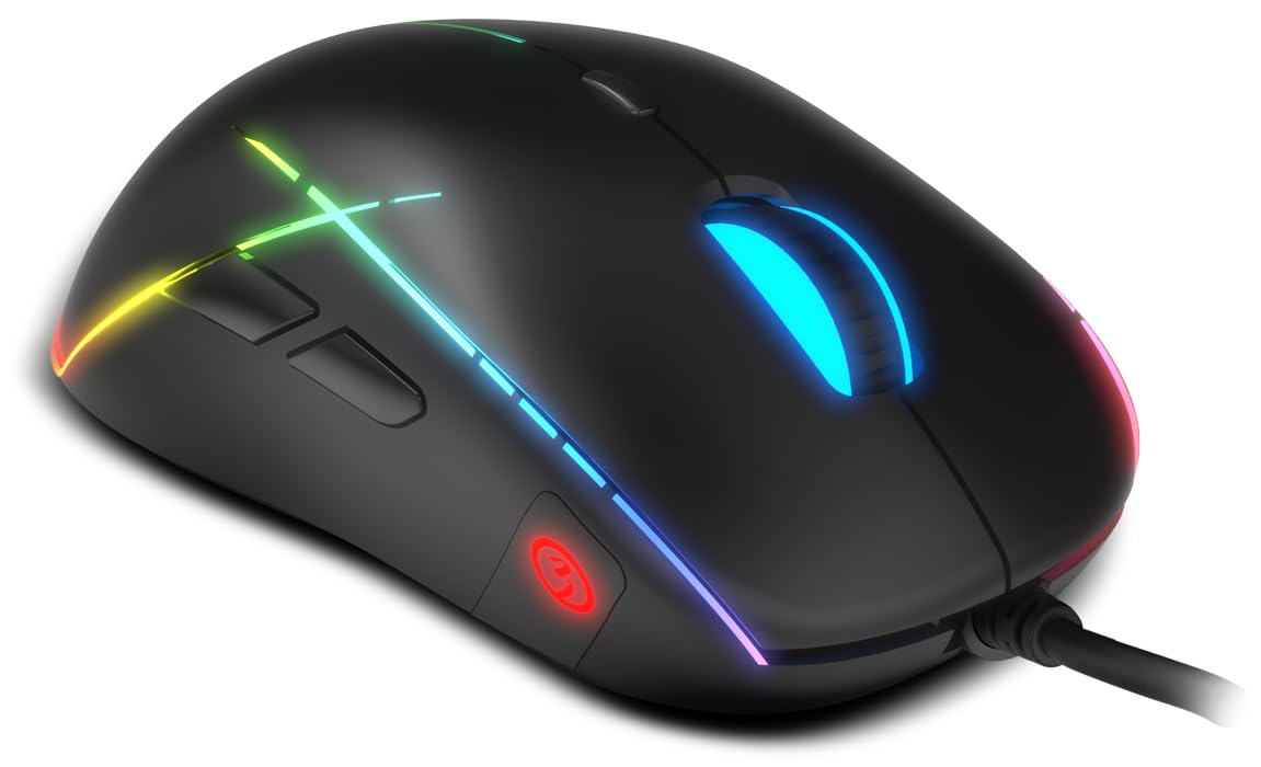 Ozone Raton Gaming Neon X50 -OZNEONX50- Esports Mouse Gaming - Optical Sensor Pixart PMW3327, ARGB, 6200 DPI, Programmable Buttons, Ergonomic, Ambidextrous, Black