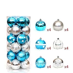 Kerstmis Christmas Ball Bright Ball 6cm24 Painted Ball Package Christmas Ornaments Kerstboom decoratie bal Barrel Lake Blue kerstballen (Color : Blue silver, Size : 6cmx12pcs)