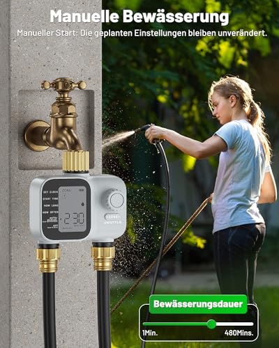 Unistyle Irrigation Computer 2 Outputs | New Edition 2026 - Automatic Garden Watering, Easy and Intuitive Operation, Brass Connection in Heavy Design, Flexible Irrigation Programs