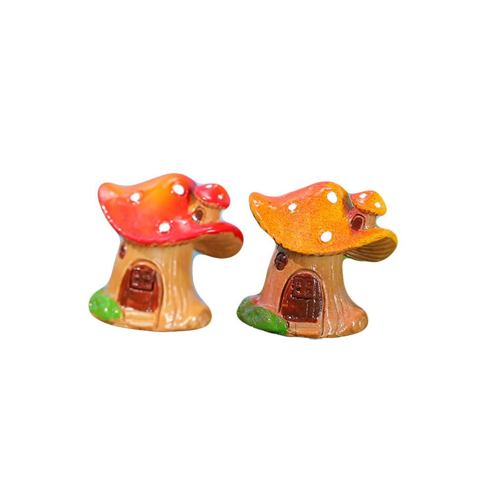 ARFUKA Mushroom Decor Garden Decor Mini Resin Mushroom House Ornaments Lawn Ornament Decor Landscape Decor for Garden, Yard, Garden Pack of 2