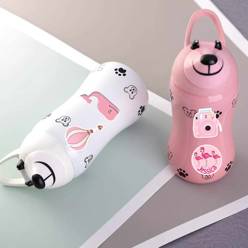 Girls Stickers for Water Bottles, 53 Pack Pink Hydro Flask Stickers Cute Trendy Laptop Stickers Waterproof Cellphone Skateboard Luggage Stickers for Teen Kids