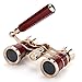 Opera Glasses/Binoculars w 3 x 25 in, for Travel Hiking Bird Watching Adults Kids (Lorgnette, with Handle- Red)