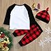 YOUNGER STAR Christmas Babys 1st Birthday Outfits T-Shirt with Red Plaid Pant and Hat (White Red, 12-18 Months)