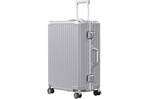 AnyZip Luggage PC+ABS Aluminum Frame Zipperless Checked Luggage Hard Shell Suitcase with TSA Lock Double Spinner Wheels 24 Inch Silver