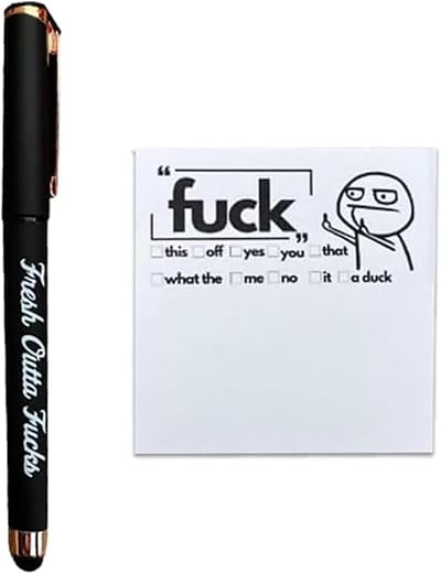 Bafiwu Fresh Outta Fucks Pad and Pen Funny Sticky Notes Office Set Black