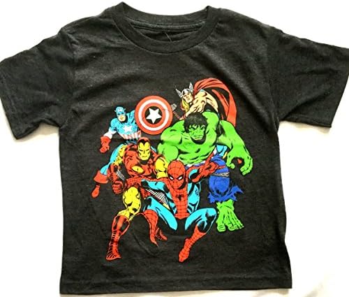 Boys Tee Shirt Marvel Mighty League Charcoal Gray Heather (Large (10/12))