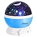 Star Night Light Projector for Kids, Blingco Children's Night Light Lamp, Baby Rotating Star Projector, 4 LED Bulbs 8 Color Changing Modes with USB Cable, Unique Gifts for Kids Baby Children (Blue)