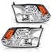 AUTOSAVER88 Headlight Assembly Compatible with 2009-2018 Dodge Ram 1500/2010-2018 Dodge Ram 2500 3500/2019-2022 Ram 1500 Classic Pickup QUAD Chrome Housing with Daytime Running Lamps