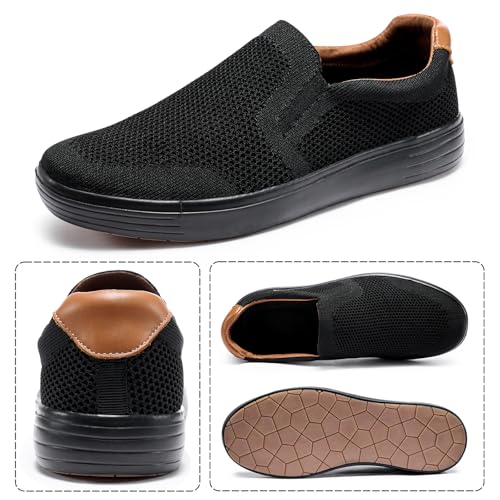 konhill Men Casual Breathable Comfortable Mesh Walking Shoes Dress Sneaker Loafers Slip On Shoes Trainers