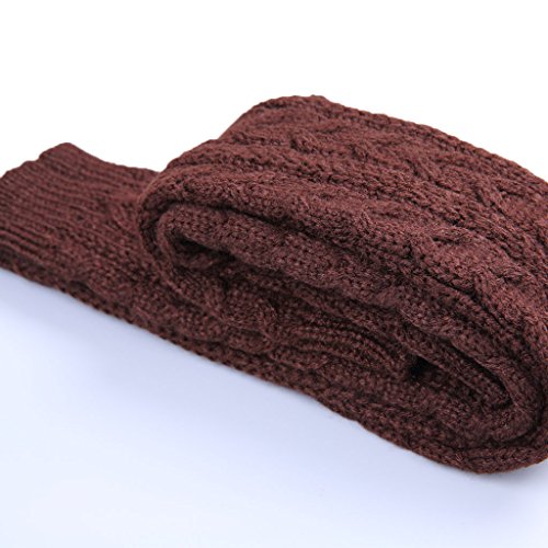 Womens Fingerless Thumb Hole Stretch Long Gloves 2016 New Design (Coffee)