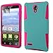 Alcatel One Touch Pop Icon 2 LTE Slim Hybrid Case, The3Knights[TM] Slim Dual Layer Hybrid Cover Case + The3Knights[TM] Touch Screen Stylus and SCREEN PROTECTOR (Teal+Hot Pink)