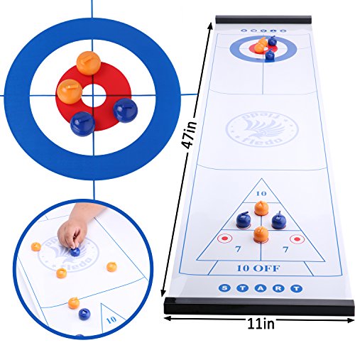 Fledo 3in1 Tabletop Curling, Shuffleboard and Bowling Games for