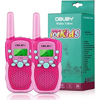 Obuby Walkie Talkies for Kids, 22 Channels 2 Way Radio Kid Gift Toy 3 KMs Long Range with Backlit LCD Flashlight Best Gifts Toys for Boys and Girls to Outside Adventure, Camping (Pink)