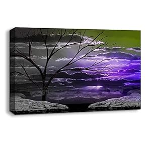 Canvas Wall Art Abstract Cloud Tree Colorful Painting Artwork for Home Prints Framed - 12x18 inches