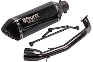 ISTUNT YOSAYUSA Motorcycle Full Exhaust Pipe System Header Muffler for GY6 Engine 125cc 150cc Scooter Moped ATV Slip On Muffler Baffle Silencer