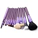 12pcs Makeup Brush Set Professional Face Cosmetic Brushes Kit Make up Tool with Cup Holder Case (Romantic Purple)