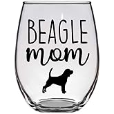 Beagle Mom - Gift for Beagle Dog Lover - Premium 21oz Stemless Wine Glass