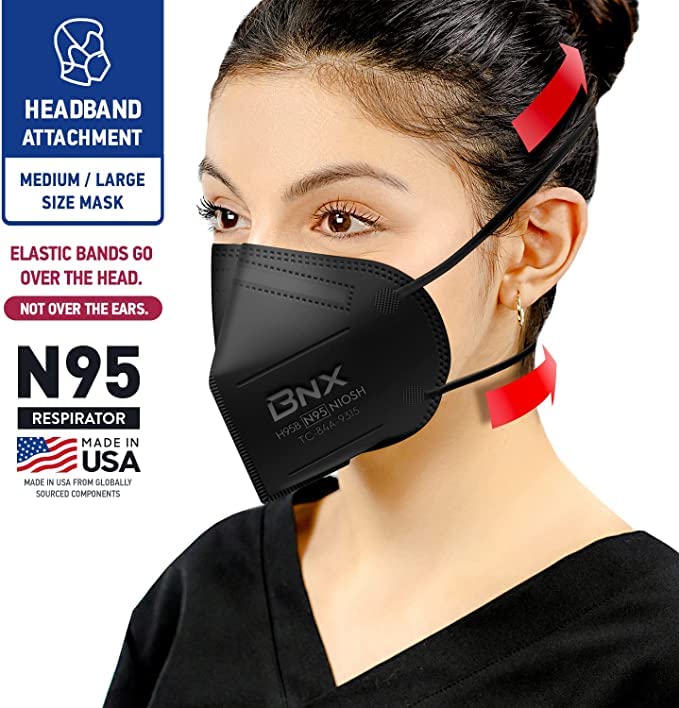 AccuMed BNX N95 Mask Black MADE IN USA Particulate Respirator