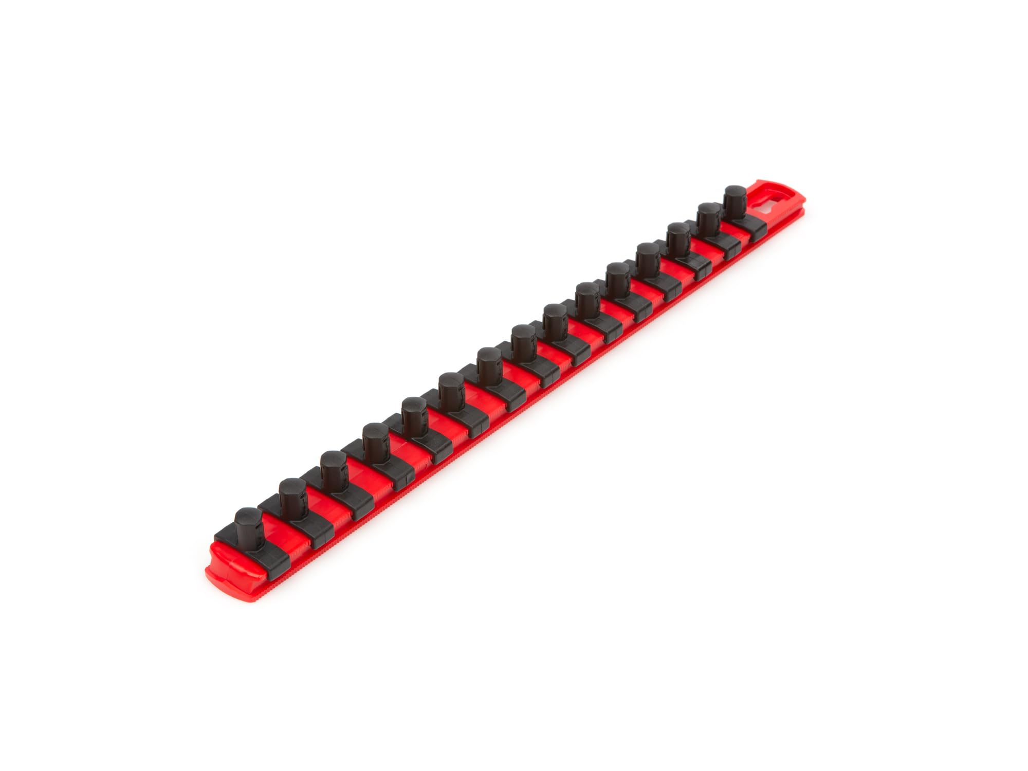 TEKTON 3/8 Inch Drive x 13 Inch Socket Rail, 15 Clips (Red) | Made in USA | OSR12115