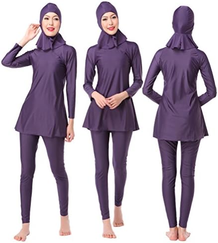 KEEN ZTQ New Women’s Modest Swimsuits Black Purple Burkini Full Cover Muslim Swimsuits for Women