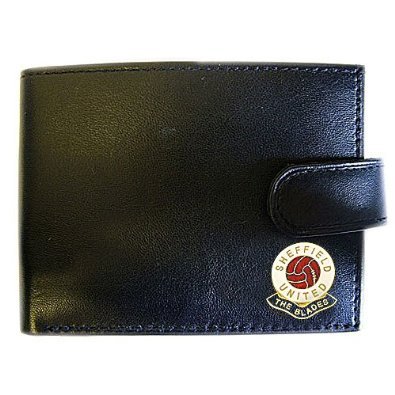 GIFTSEARCH UK Sheffield United FC 'The Blades' Football Club Genuine Black Leather Wallet