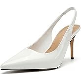 heelchic Slingback Heels for Women Pointed Toe Stiletto Heel Closed Toe Pumps Slip on High Heels 2.95 inch Dress Pumps
