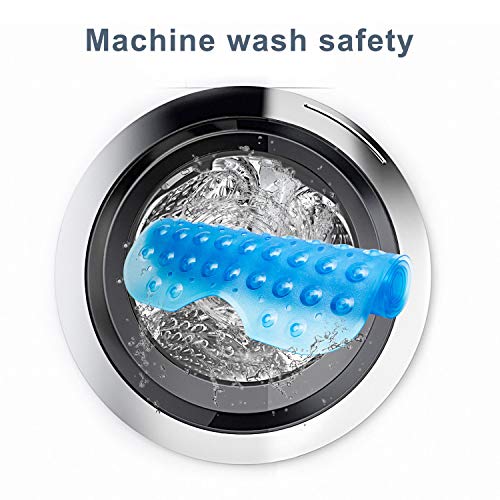 MEMX Bath, Shower, Tub Mat, 40x16, Machine Washable, BPA Free, Phthalate Free, Latex, Bathtub Mats with Drain Holes, Suction Cups, Non-Slip Bathroom Mats, Blue.