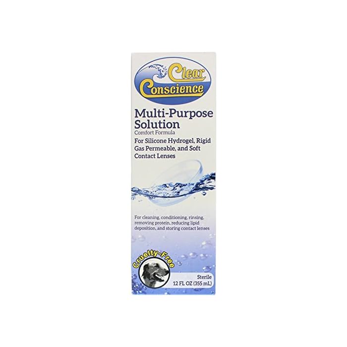 Clear Conscience Contact Lens Solution 12oz – Multi-Purpose Soft and RGP Contact Lens Cleaner Eye Contact Solution…