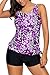 Diukia Women Printed Blouson Tankini Tops With Boyshort Set Two Piece Swimsuits