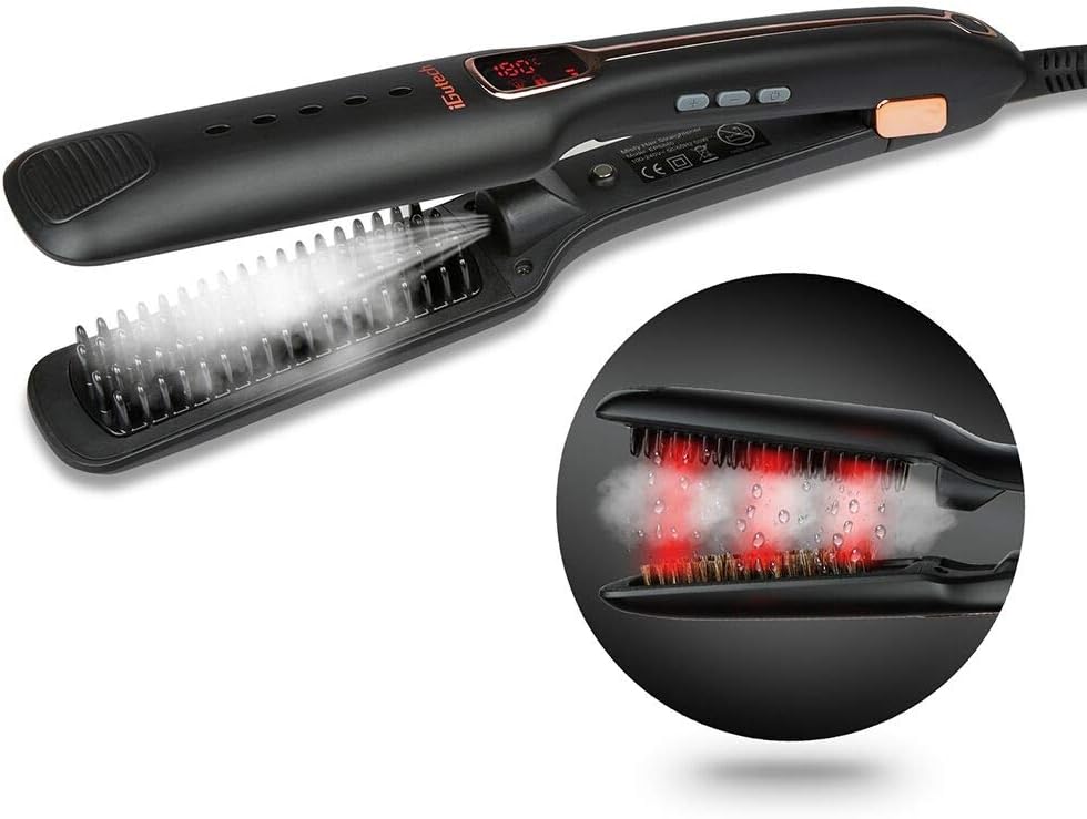 iGutech Infrared Steam Hair Straightener Brush, Professional Salon Hair