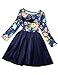 NNJXD Girl Tulle Long Sleeve Printed Bowknot Formal Casual Dress Size 3-4 Years Blue