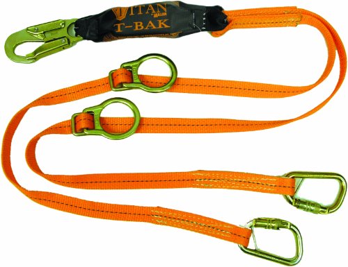 Miller Titan by Honeywell T6121TB-Z7/6FTAF 6-Feet Double-Legged Tie-Back Web Lanyard with Adjustable D-Rings