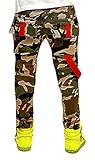 Sweety, Boy's Camouflage Jeans Super Soft Pull-On Red Strap Military Style