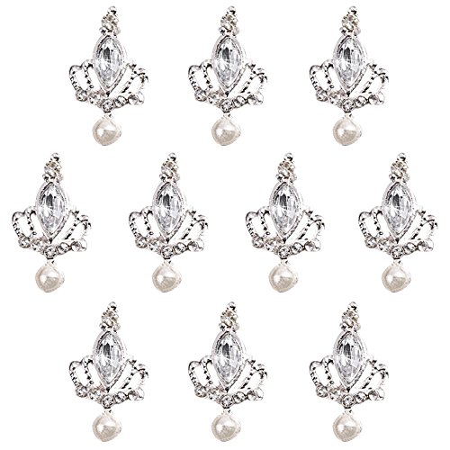Polytree 40pcs Women's 3d Silver Crown Crystal Rhinestone Alloy Nail Art Glitter DIY Decoration