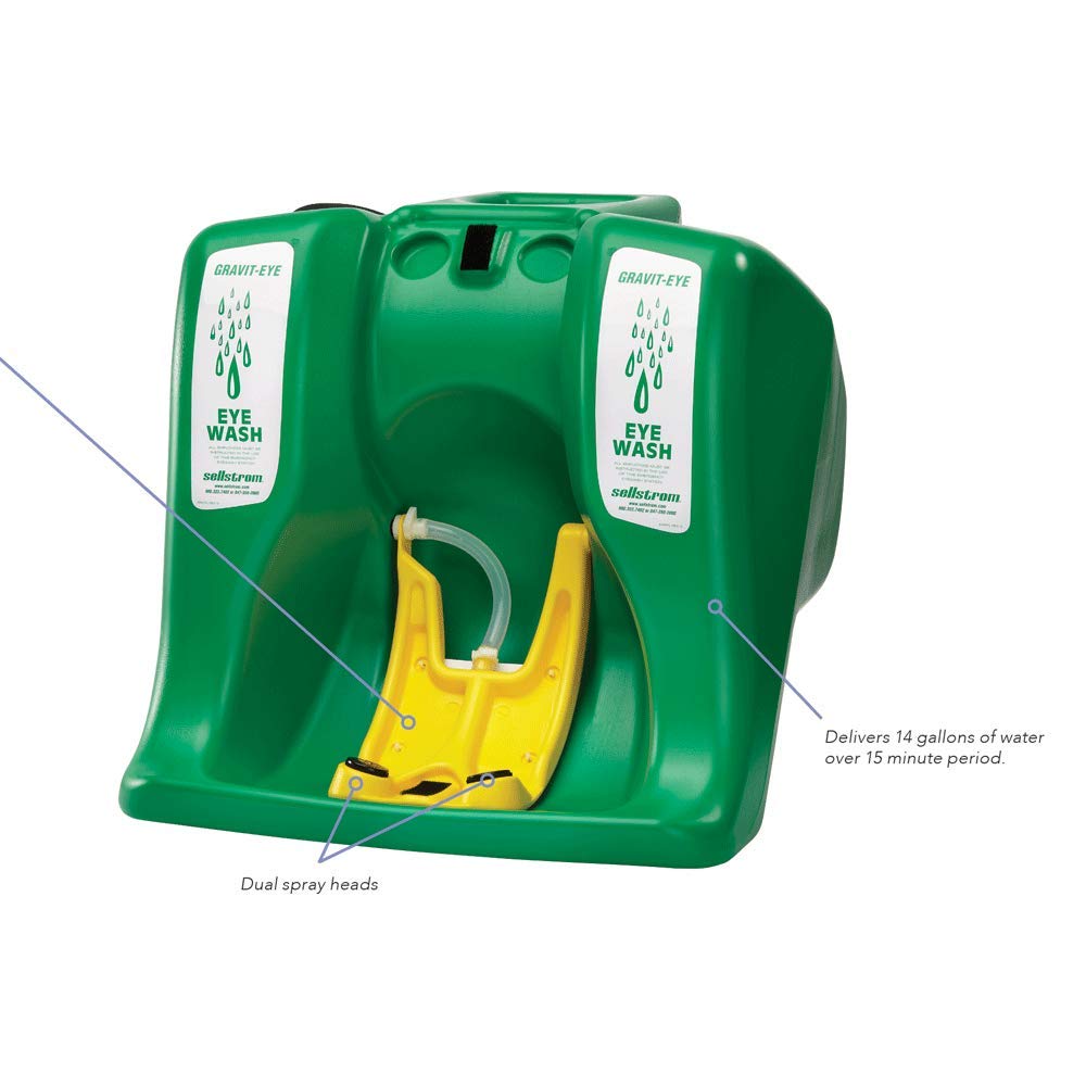 Sellstrom Eye Wash Station, Portable, Gravity Flow Emergency Washing, First Aid Equipment with 16 Gallon Tank, Dual Spray Heads for Worksite and Recreational Accidents, Meets ANSI, S90320: Science Lab Eye Wash Units: Industrial & Scientific