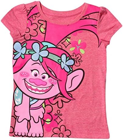 Trolls Toddler Girls' Poppy Short Sleeve T-Shirt, Hot Pink Heather, 3T