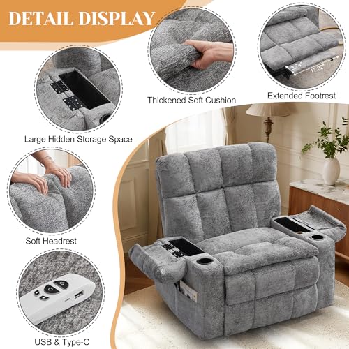 Korser Oversized Dual Motor Power Lift Recliner for Elderly with Adjustable Headrest, Electric Lift Recliner Chairs with Massage and Heat, Extra Wide Chair with Storebox Cupholder, USB Ports, Type C