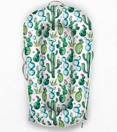 Newborn Lounger Cover for DockATot Deluxe | 100% Cotton Baby Lounger Extra Cover Hypoallergenic Infant Baby Nest Replacement Cover for DockATot Deluxe+ (Cover Only) Cactus (Grand)