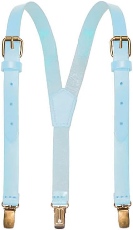 JJ SuspendersGenuine Leather Suspenders For Kids with Elastic Strap - Classic Y Suspenders for Boys & Toddlers
