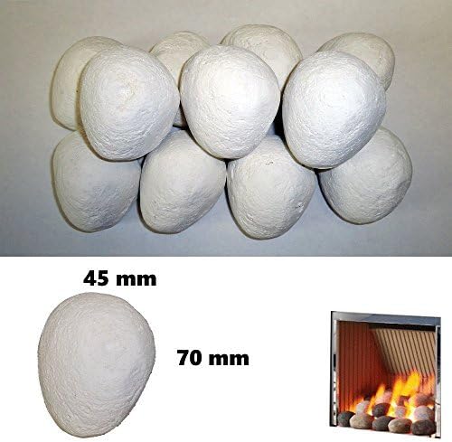 MEDIUM GAS FIRE REPLACEMENT PEBBLES REAL FLAME STONES (White)