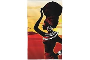 DJTRRF African Women Bathroom Towels Absorbent Compact Beach Towel Soft Fingertip Towels for Shower Swim Pool Beach Spa Gym Yoga Travel 27.5x16 in