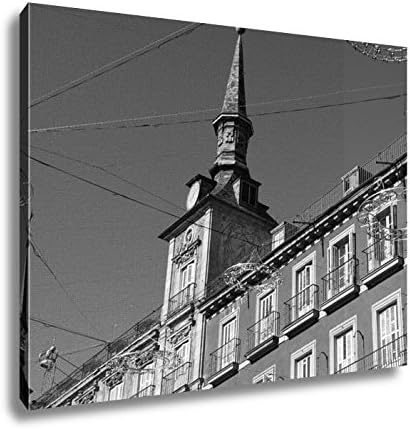 Ashley Canvas Detail Of A Decorated Facade And Balconies At The Palza Mayor Madrid Spain, Wall Art Home Decor, Ready to Hang, Black/White, 16x20, AG5528434