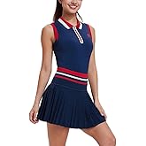 Tennis Skirt Sets for Women Color Block Golf Polo Two Piece Skirt Set Women 2 Piece Outfits with Shorts